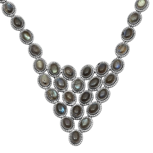 Natural Labradorite Necklace in Sterling Silver - Picture 1 of 2